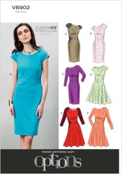 8902 VOGUE EASY SHORT - LONG SLEEVE SLIM- FLARE DRESS PATTERN 14-22 A,B,C,D new